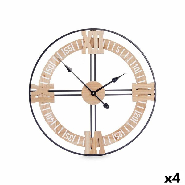 Настенное часы Gift Decor Чёрный Деревянный Металл Деревянный MDF 60 x 60 x 5 cm (4 штук)