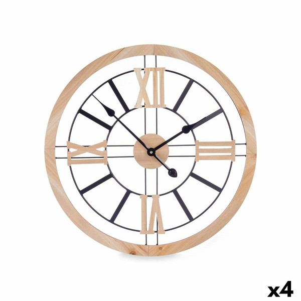 Sienas pulkstenis Gift Decor Melns Koks Metāls Koks MDF 60 x 60 x 4,5 cm (4 gb.)