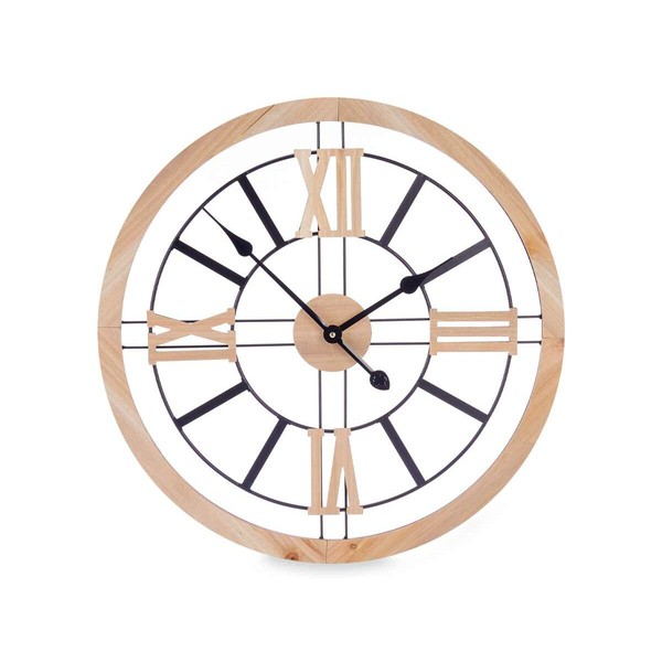 Wall Clock Gift Decor Black Wood Metal MDF Wood 60 x 60 x 4,5 cm (4 Units)