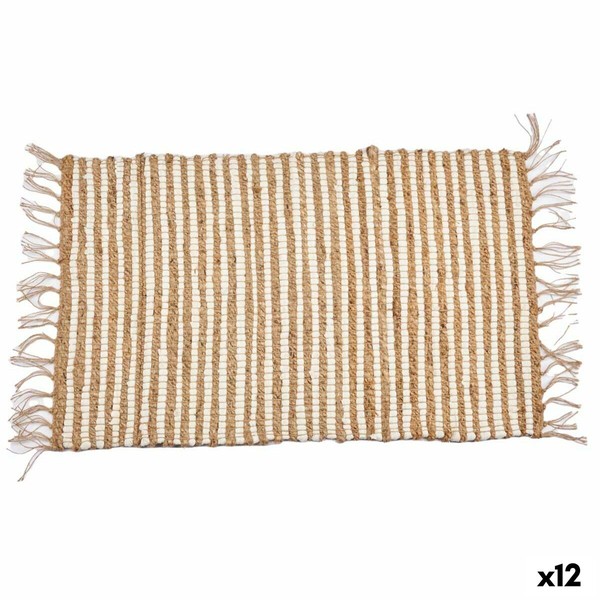 Matto Gift Decor Valkoinen Luonnollinen Raidat 60 x 1 x 90 cm (12 osaa)