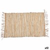 Carpet Gift Decor White Natural Stripes 60 x 1 x 90 cm (12 Units)