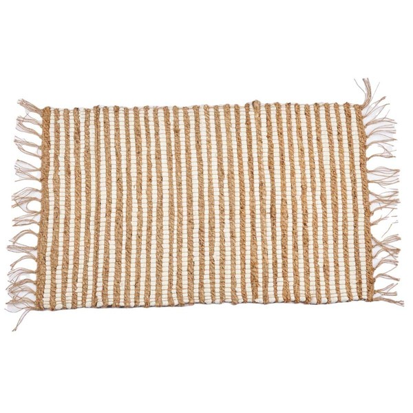 Carpet Gift Decor White Natural Stripes 60 x 1 x 90 cm (12 Units)