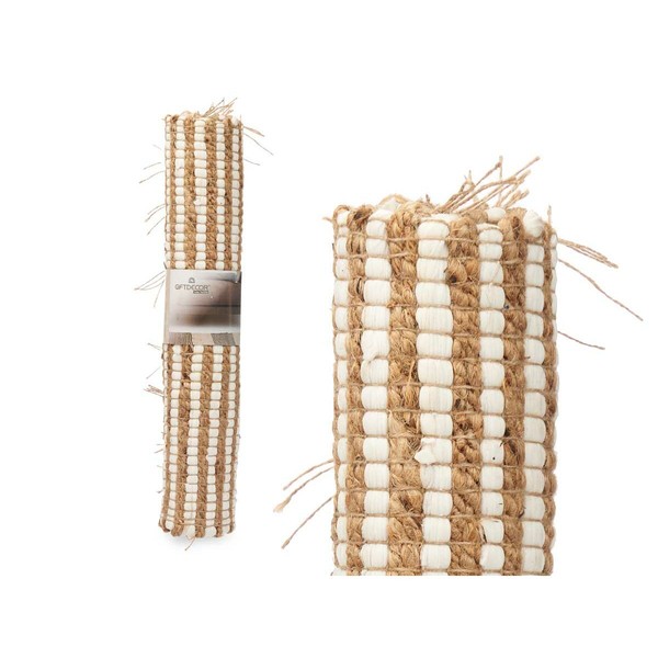 Carpet Gift Decor White Natural Stripes 60 x 1 x 90 cm (12 Units)