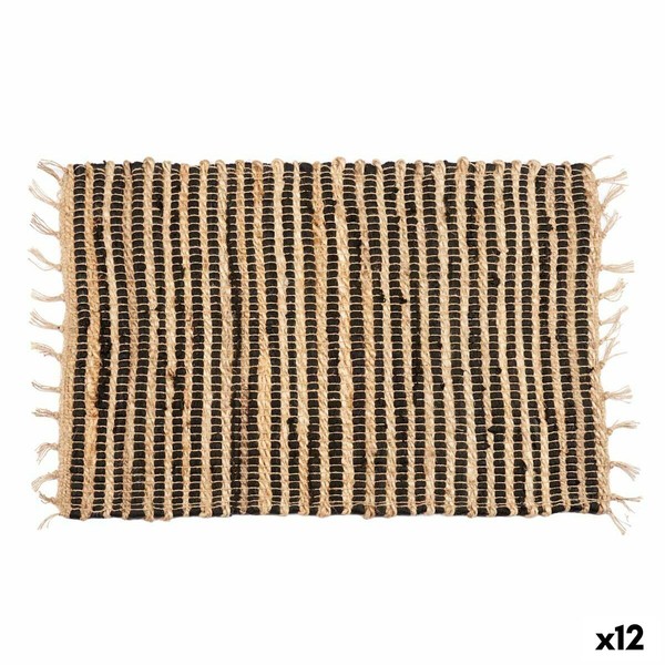 Carpet Gift Decor Black Natural Stripes 60 x 1 x 90 cm (12 Units)