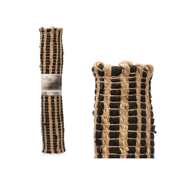Carpet Gift Decor Black Natural Stripes 60 x 1 x 90 cm (12 Units)