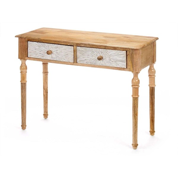 Stalas su 2 stalčiais Gift Decor Balta Ruda 98 x 77 x 42 cm Dryžiai
