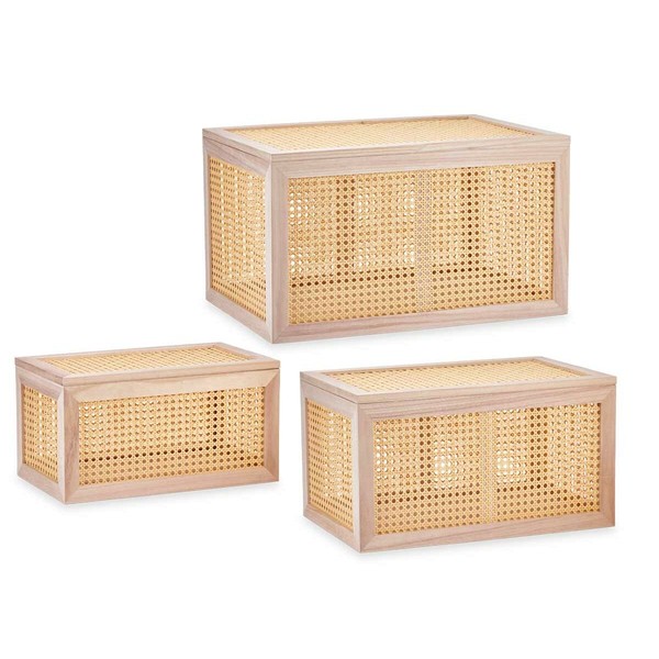 Set of Chests Gift Decor Natural Paolownia wood 43 x 25 x 23 cm 50 x 32 x 28 cm 57 x 33 x 39 cm 3 Pieces