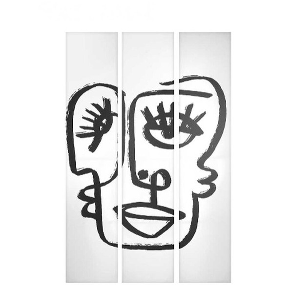 Ширма Gift Decor Белый Чёрный Полотно 122 x 2,5 x 180 cm 40 x 180 x 7 cm Лицо