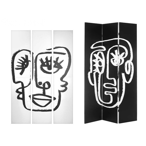 Širma Gift Decor Balta Juoda Drobė 122 x 2,5 x 180 cm 40 x 180 x 7 cm Veidas