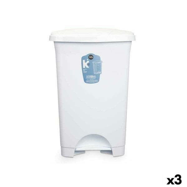 Atkritumu tvertne ar pedāli Balts Plastmasa 50 L (3 gb.)
