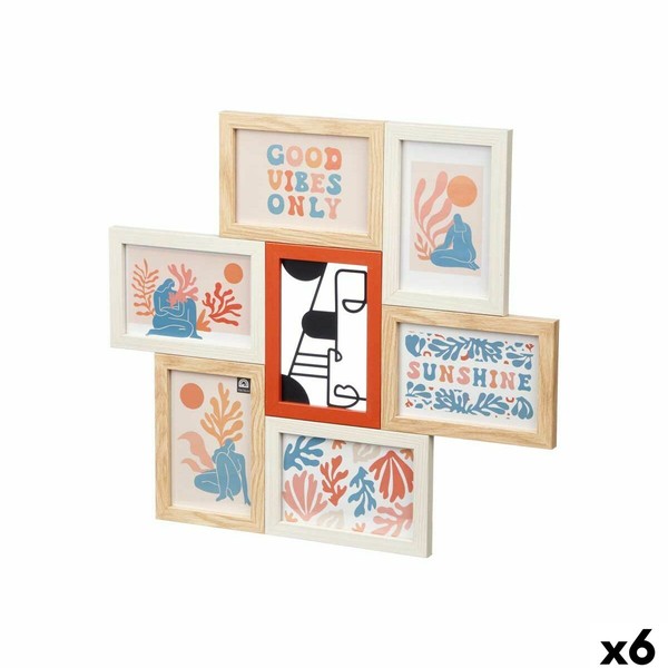 Photo frame Gift Decor Multicolour Metal MDF Wood (6 Units)