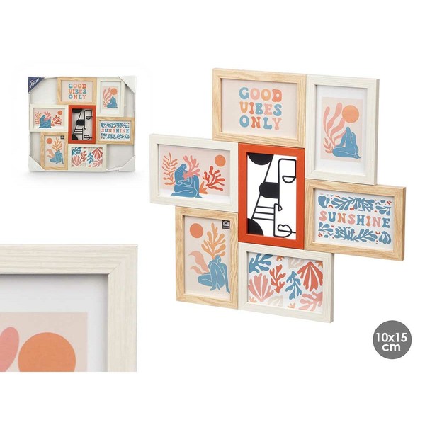 Photo frame Gift Decor Multicolour Metal MDF Wood (6 Units)