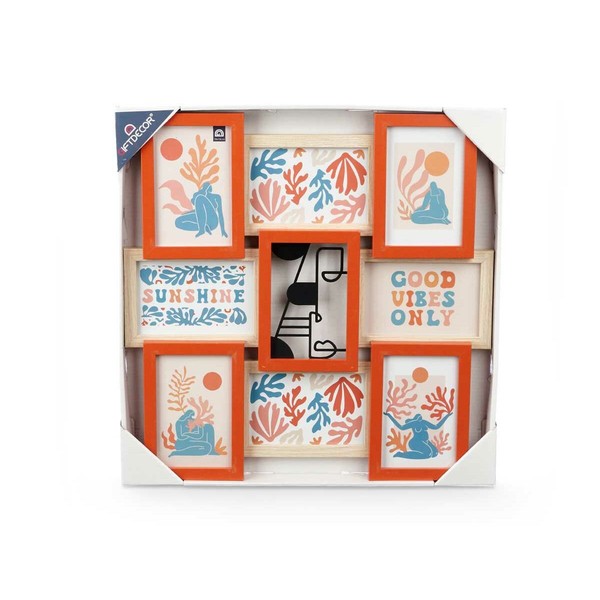 Photo frame Gift Decor Multicolour Metal MDF Wood (6 Units)