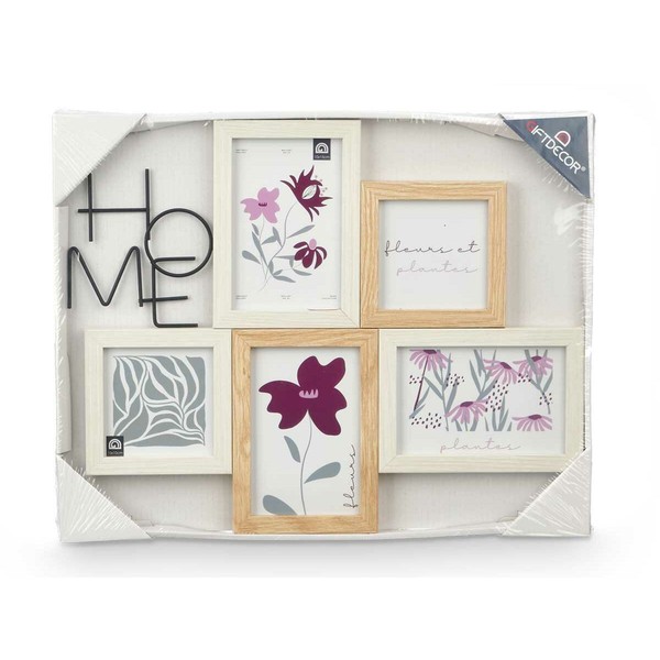 Photo frame Gift Decor Natural Metal MDF Wood (8 Units)