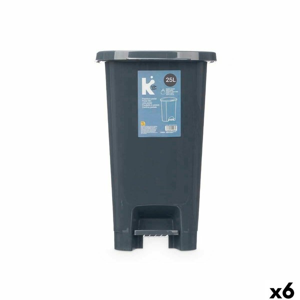 Pedal bin Anthracite Plastic 25 L (6 Units)