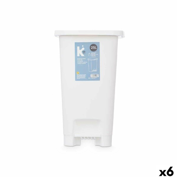 Atkritumu tvertne ar pedāli Balts Plastmasa 25 L (6 gb.)