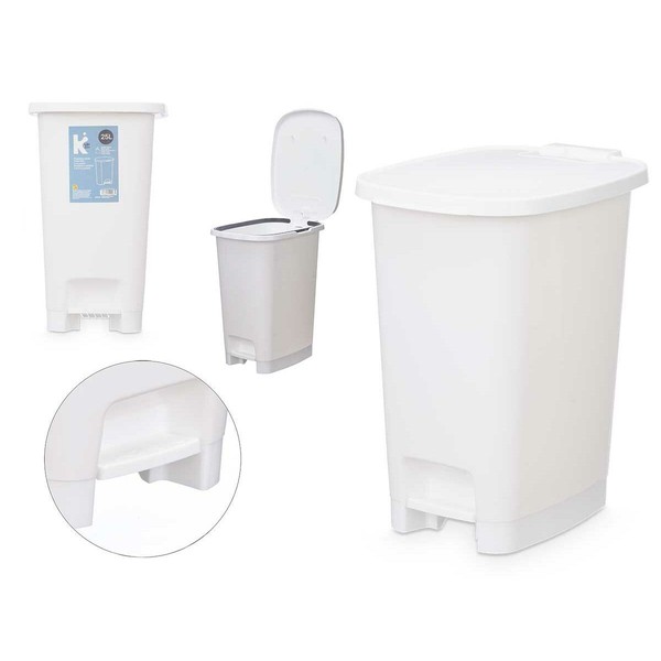 Pedal bin White Plastic 25 L (6 Units)