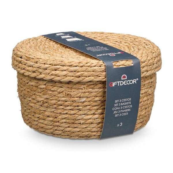 Set of Baskets Gift Decor Natural Natural Fibre (6 Units)