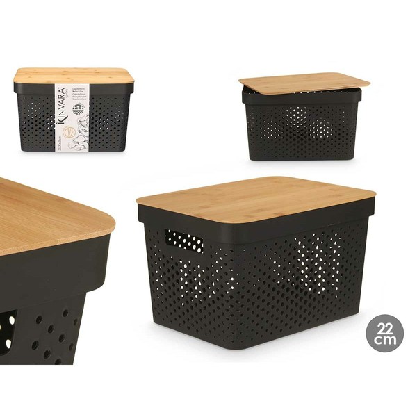 Multi-use Box Kinvara Brown Black Bamboo polypropylene (4 Units)