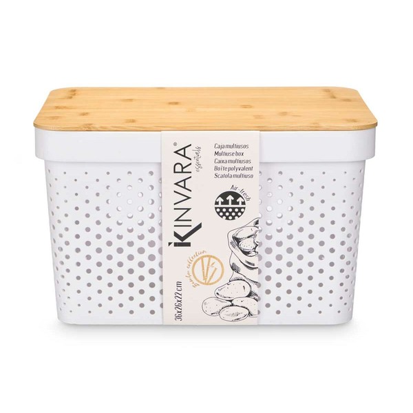 Multi-use Box Kinvara White Brown Bamboo polypropylene (4 Units)