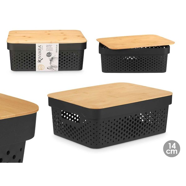 Multi-use Box Kinvara Brown Black Bamboo polypropylene (6 Units)