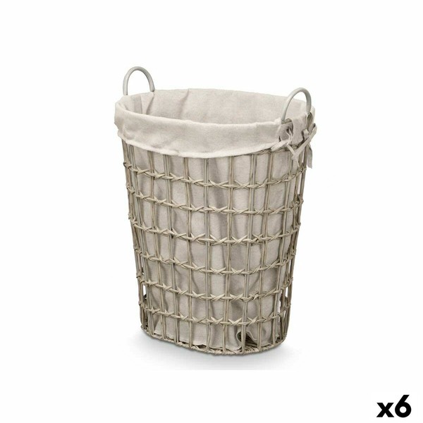 Basket Kipit Grey Polyester Cloth polypropylene Iron Plastic 50 % cotton (6 Units)