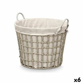 Basket Kipit Grey Polyester Cloth polypropylene Iron Plastic 50 % cotton (6 Units)
