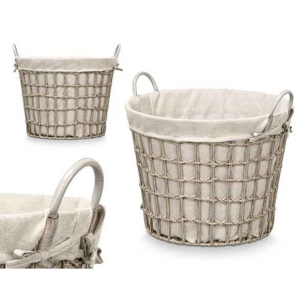 Basket Kipit Grey Polyester Cloth polypropylene Iron Plastic 50 % cotton (6 Units)