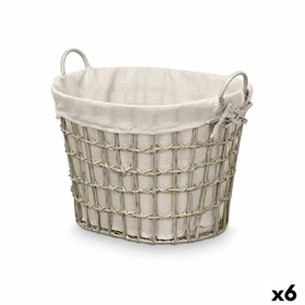 Basket Kipit Grey Polyester Cloth polypropylene Iron Plastic 50 % cotton (6 Units)
