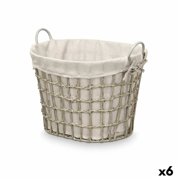 Basket Kipit Grey Polyester Cloth polypropylene Iron Plastic 50 % cotton (6 Units)