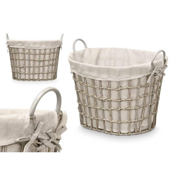 Basket Kipit Grey Polyester Cloth polypropylene Iron Plastic 50 % cotton (6 Units)