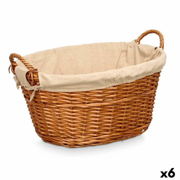 Basket Kipit Natural Polyester wicker Cloth 50 % cotton (6 Units)