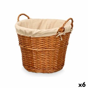Basket Kipit Natural Polyester wicker Cloth 50 % cotton (6 Units)