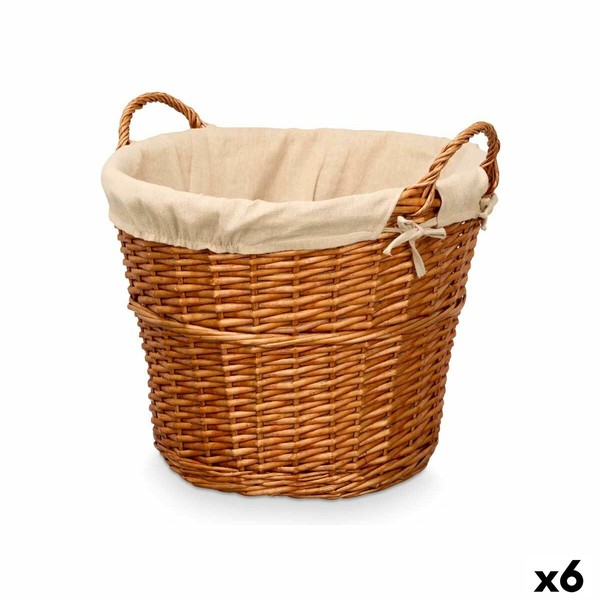 Basket Kipit Natural Polyester wicker Cloth 50 % cotton (6 Units)