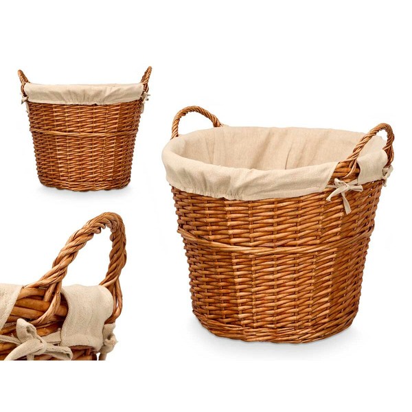 Basket Kipit Natural Polyester wicker Cloth 50 % cotton (6 Units)