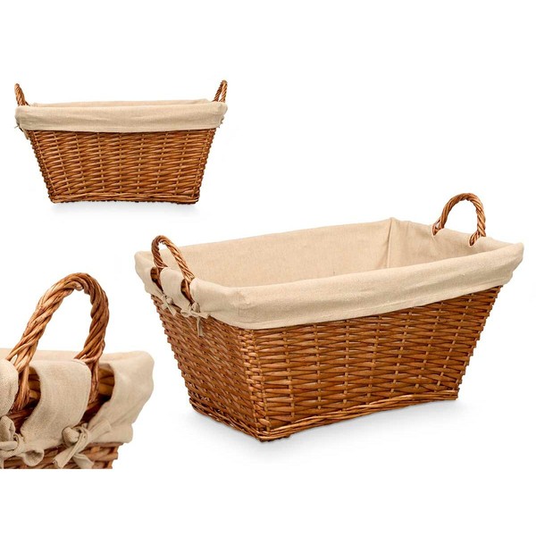Basket Kipit Natural Polyester wicker Cloth 50 % cotton (6 Units)
