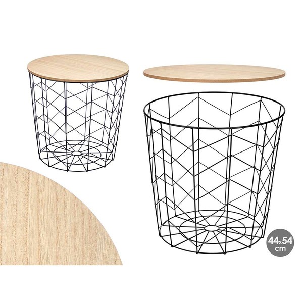 Side table Gift Decor Brown Black 44,5 x 53,5 x 44,5 cm (6 Units)