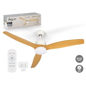 Ceiling Fan with Light Argon White Brown 40 W Ø 132 cm