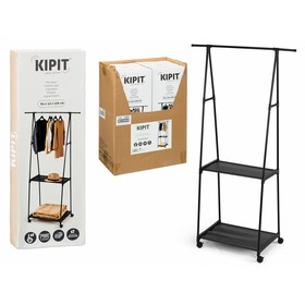 Takkiteline hylylllä Kipit Musta Metalli 84 x 43 x 156 cm
