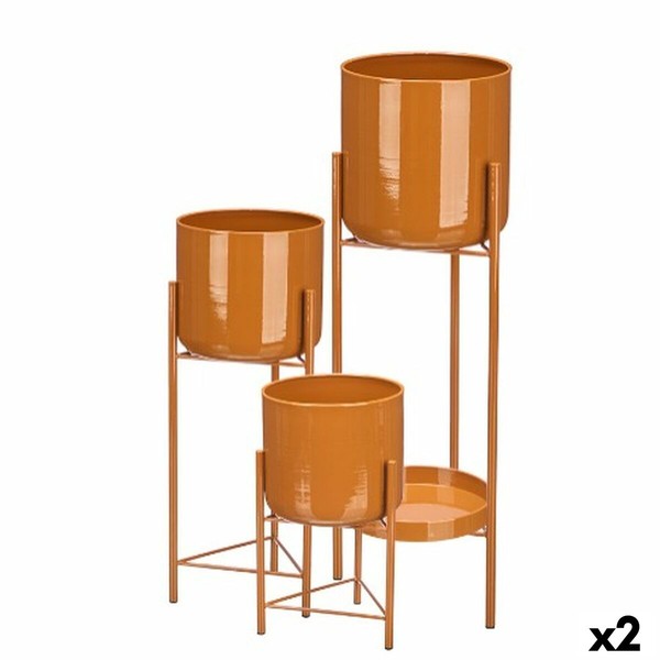 Set of Planters Gift Decor Tile Iron 3 Pieces (2 Units)
