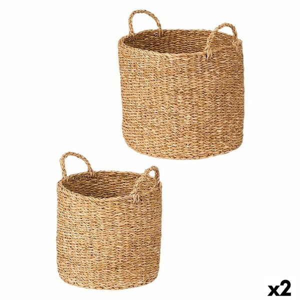 Set of Baskets Gift Decor Brown Marine algae 2 Pieces (2 Units)