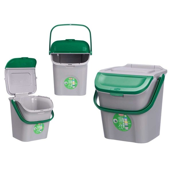 Šiukšlių dėžė Stefanplast ECOWAY Žalia Pilka polipropileno 28 L Sudedamas (6 vnt.)