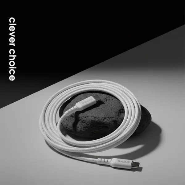 Crong Armor Link - 60W PD 3A USB-C to USB-C Cable 25cm (White)