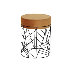 подставка для ног DKD Home Decor Чёрный Металл полиэстер терракот (33 x 33 x 42 cm)