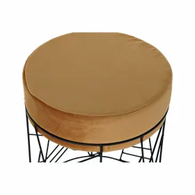 подставка для ног DKD Home Decor Чёрный Металл полиэстер терракот (33 x 33 x 42 cm)