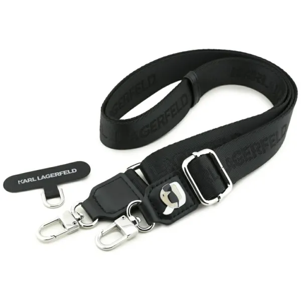 Karl Lagerfeld Universal Crossbody Strap Tether Patch Karl Metal Logo - Universal Phone Strap / Lanyard (Black)