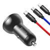 Baseus Car Charger with display 24W + Cable USB 3in1 Baseus Three Primary Colors 1,2m