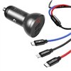 Baseus Car Charger with display 24W + Cable USB 3in1 Baseus Three Primary Colors 1,2m