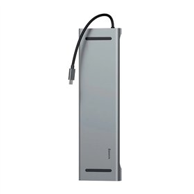 Baseus Enjoyment Series Multi-functional Type-C intelligent HD HUB（PD/HD4K*2/VGA/RJ45/SD/TF/USB*3/Audio*1/Stand)Dark gray