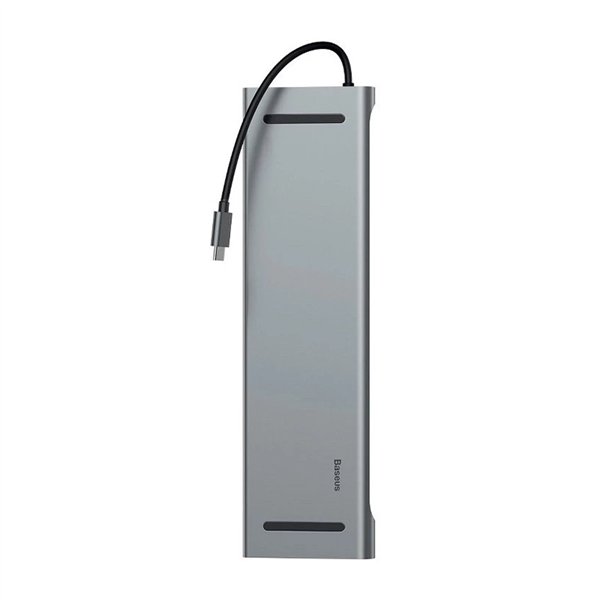 Baseus Enjoyment Series Multi-functional Type-C intelligent HD HUB（PD/HD4K*2/VGA/RJ45/SD/TF/USB*3/Audio*1/Stand)Dark gray